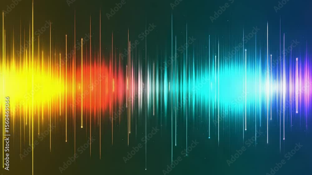 Poster vibrant spectrum: an energetic animation of colorful light waves and particle effects