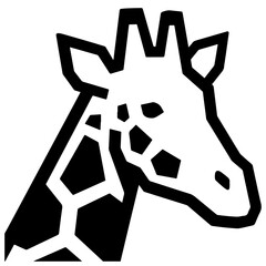 Giraffe head graphic black and white illustration for design element. © Zulfa