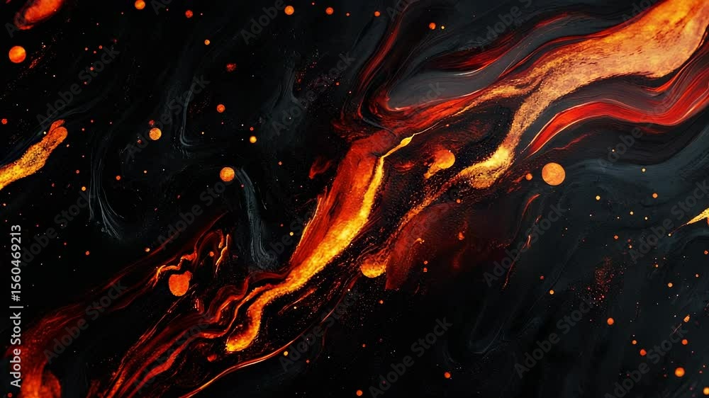 Poster dynamic fiery energy streams on dark backdrop create abstract textured visuals