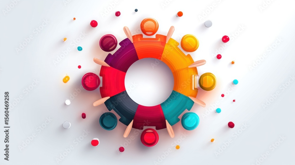 Poster a vibrant and visually captivating arrangement of geometric shapes forms and colors creating a dynam