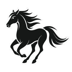 Majestic Stallion Running Elegant Black Horse Illustration