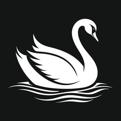 Elegant White Swan Gracefully Floating on Water A Stunning Bird Illustration