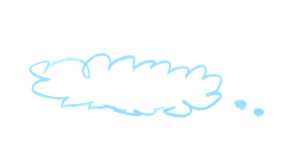Hand drawn empty cloud speech bubble shape color pencil on transparent background for design in your work business concept.