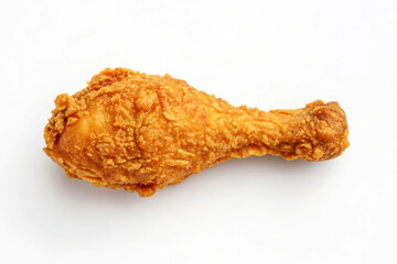 Golden Brown Fried Chicken Drumstick Isolated White Background