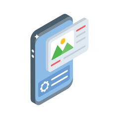 Premium isometric icon of mobile interface layout builder