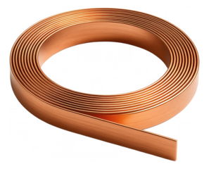 Flat copper wire used in decorative LED strip lights for home interiors, facilitating a sleek and unobtrusive design.