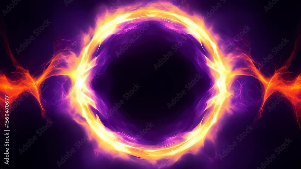 Poster abstract circular plasma energy field with glowing and ethereal particle effects