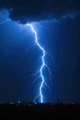 Dramatic, dark background featuring intense, realistic lightning bolts striking across a stormy night sky Perfect for graphic design, fantasy, and power-related projects , weather, atmosphere