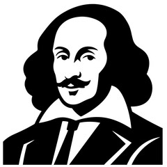 William Shakespeare portrait illustration in black and white