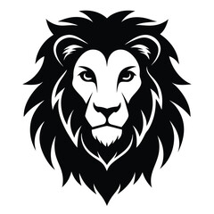 Majestic Lion Head Powerful Black and White Illustration of a King of the Jungle