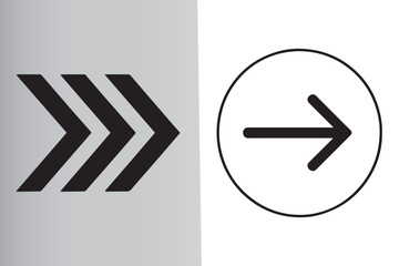 Dualistic Arrow Designs A Geometric Chevron Arrow Design Beside a Circular Arrow Pointing Right for Navigation and Direction