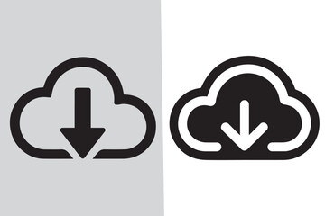Download from the Cloud Icon Set for Web Design and Application Development Representing Digital Storage and Data Transfer