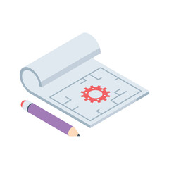A captivating isometric icon of prototype build