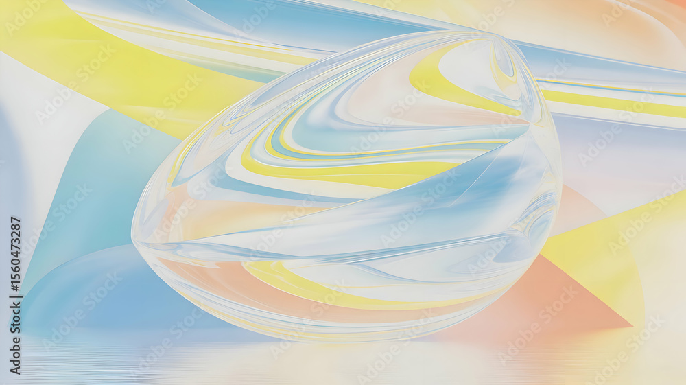Poster abstract swirls of color and light encased in a translucent sphere
