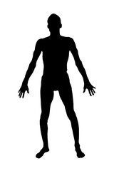 Black silhouette of a man on a light background.