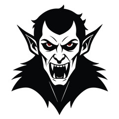 Classic Vampire Head Illustration Gothic Horror, Halloween, Dark Fantasy Art