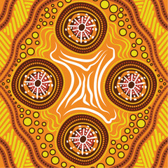 Aboriginal Dot Artwork Illustration in Warm Tones