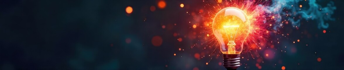 Colorful Lightbulb Explosion Creative Breakthrough, Innovative Thinking, Inspiration