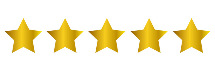 5 stars rating concept. Customer feedback review. Golden 5 star rating icon. Five star rating symbol vector illustration.
