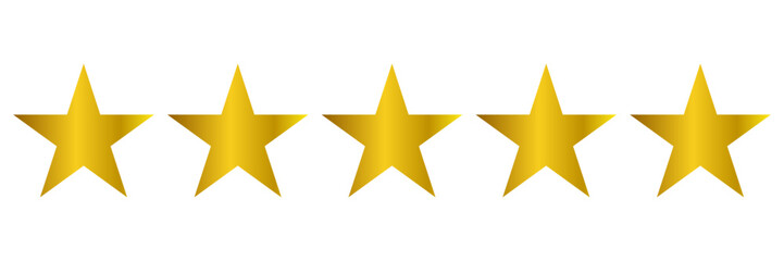 5 stars rating concept. Customer feedback review. Golden 5 star rating icon. Five star rating symbol vector illustration.