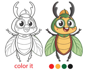 Cute Beetle Coloring Book for Kids – Big-Eyed Cartoon Bugs with Smiles & Fun Expressions