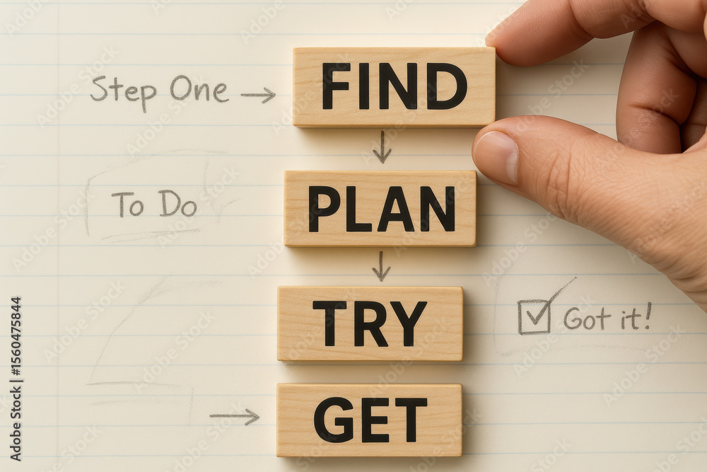 Poster a strategic workflow emphasizes discovering opportunities organizing steps testing methods and achie