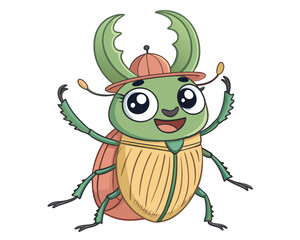 Cute Beetle Coloring Book for Kids – Big-Eyed Cartoon Bugs with Smiles & Fun Expressions © Sonjoy