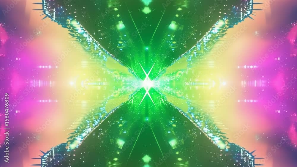 Poster abstract digital tunnel with glowing light at the end, seamless looping animation