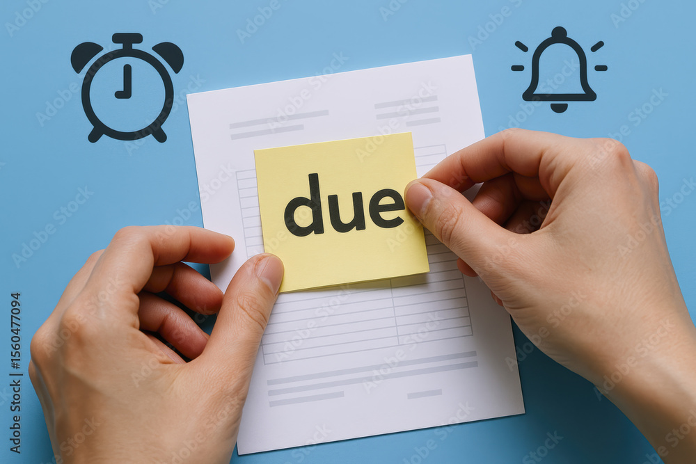 Poster a close-up a marking a document with a due reminder emphasizing time management and task prioritizat