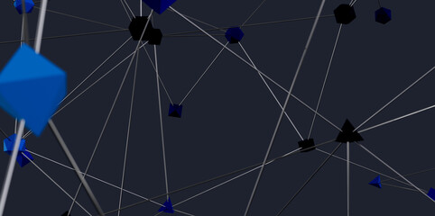 Stock photo of abstract network.  Blue and black cubes connected by lines.  Great for technology,...