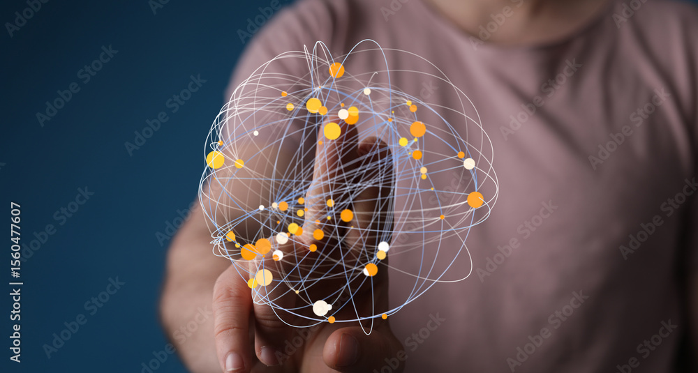 Aufkleber abstract image of a person interacting with a digital global network. perfect for technology, connec