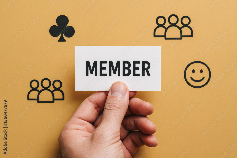 Poster holding a membership card symbolizes inclusion and connection within a community driven by positive 