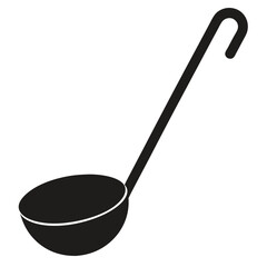 Classic Black Ladle Kitchen Utensil  A Simple Vector Illustration of a Cooking Spoon