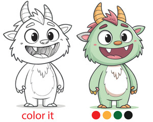 Cute Monster Coloring Book for Kids – Funny Cartoon Monsters with Party Hats, Smiles & Silly Faces
