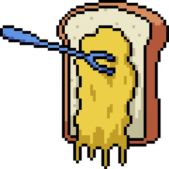 pixel art of fork pierce bread cheese