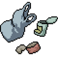 pixel art of plastic iron garbage junk