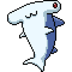 pixel art of fat hammerhead shark smile
