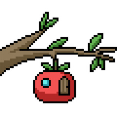 pixel art of small apple insect house