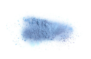 Crushed eye shadow isolated on white, top view. Makeup product