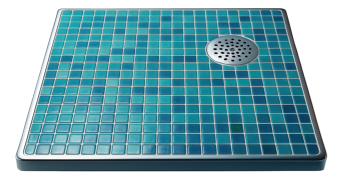 Mosaic-tiled shower tray, offering a personalized aesthetic in a custom-designed bathroom.