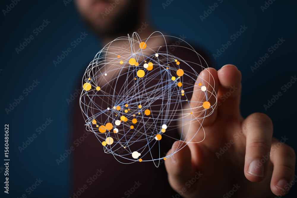 Aufkleber abstract image depicting global network, connection, and digital interaction.