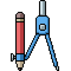 pixel art of compass pencil circle draw