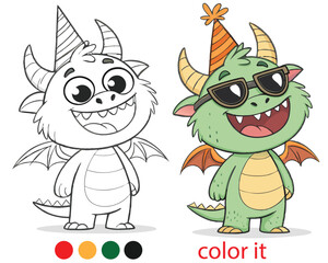Cute Monster Coloring Book for Kids – Funny Cartoon Monsters with Party Hats, Smiles & Silly Faces