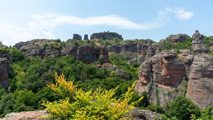 mountain landscape with blue sky and clouds