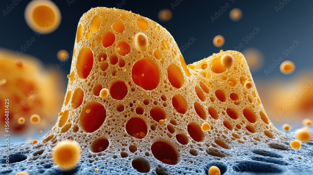 Poster close-up view of a sponge featuring numerous large holes that highlight its unique structure and vib