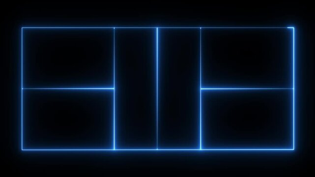 pickleball court icon animation on black background. 