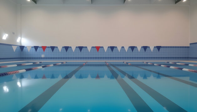 Swimming pool with race lane for compettition, Side lit. White tone