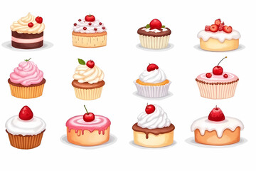 vector illustration of cupcakes
