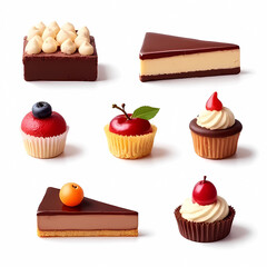 set of different cakes