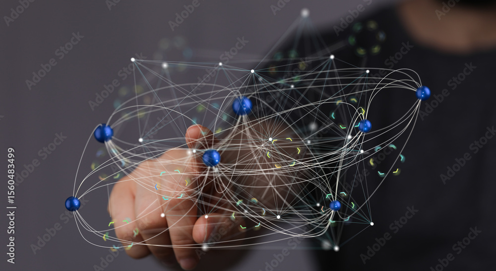 Poster Abstract image depicting a complex network, ideal for technology,  business, and connection concepts.